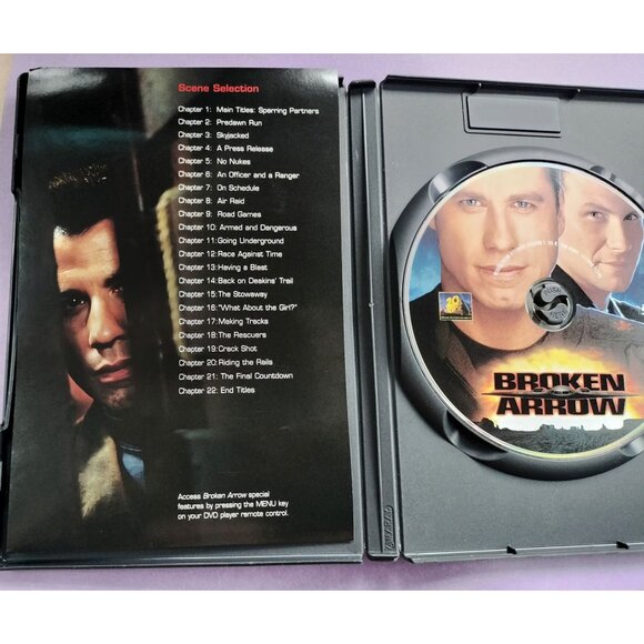 Broken Arrow DVD 1996 John Travolta Christian Slater Action Movie Thriller Disc - Picture 3 of 14